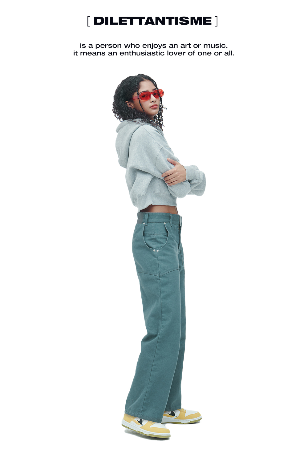 [DILETTANTISME] TURN UP LOGO BELT LOW RISE PANTS 5