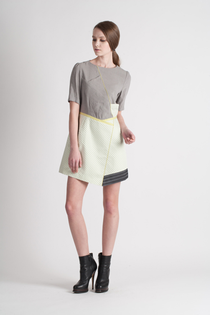 [FREAKS BY KIMTAEHOON] Feldblume A-structural Mini Dress_Yellow Green 7