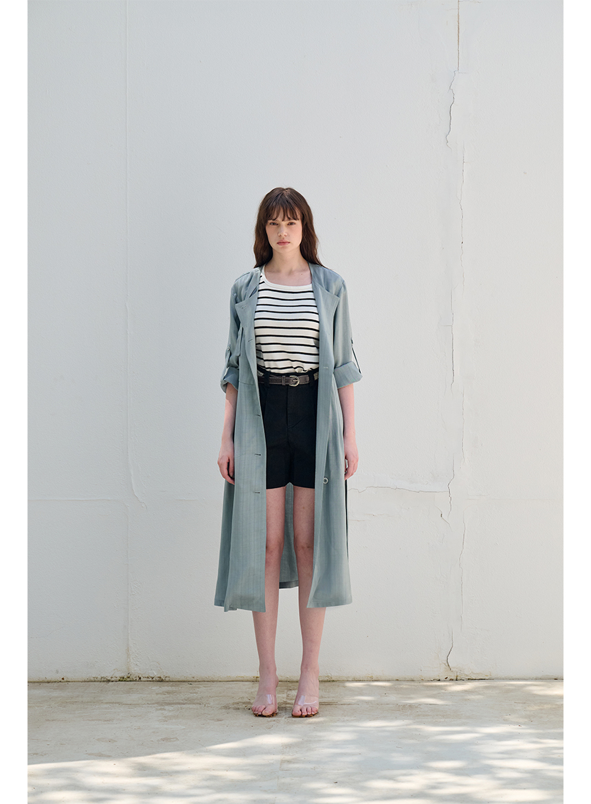 [FREAKS] Hot Summer Linen Blending High-Waisted Trench Dress 4
