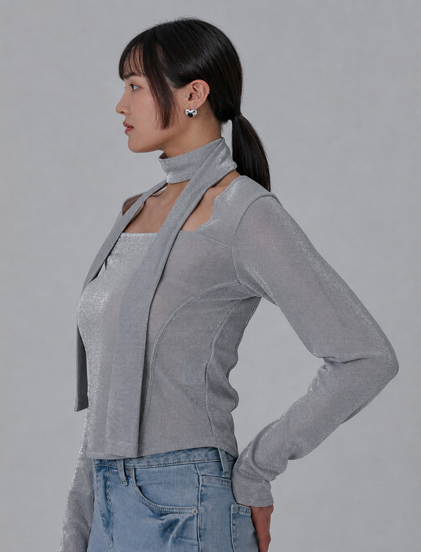 [DILETTANTISME] METAL SQUARE NECK T-Shirts 4