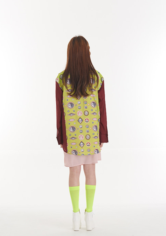 [FREAKS BY KIMTAEHOON] Unisex Frill Long Blouse + Mini-Shirtdress _YELLOW GREEN 3