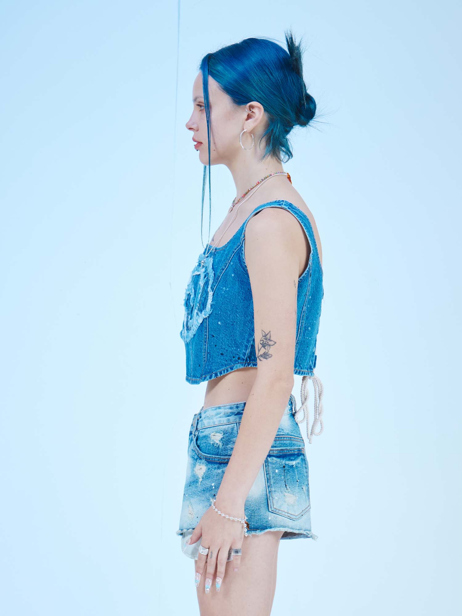 [DILETTANTISME] D LOGO DENIM STRING TOP 4
