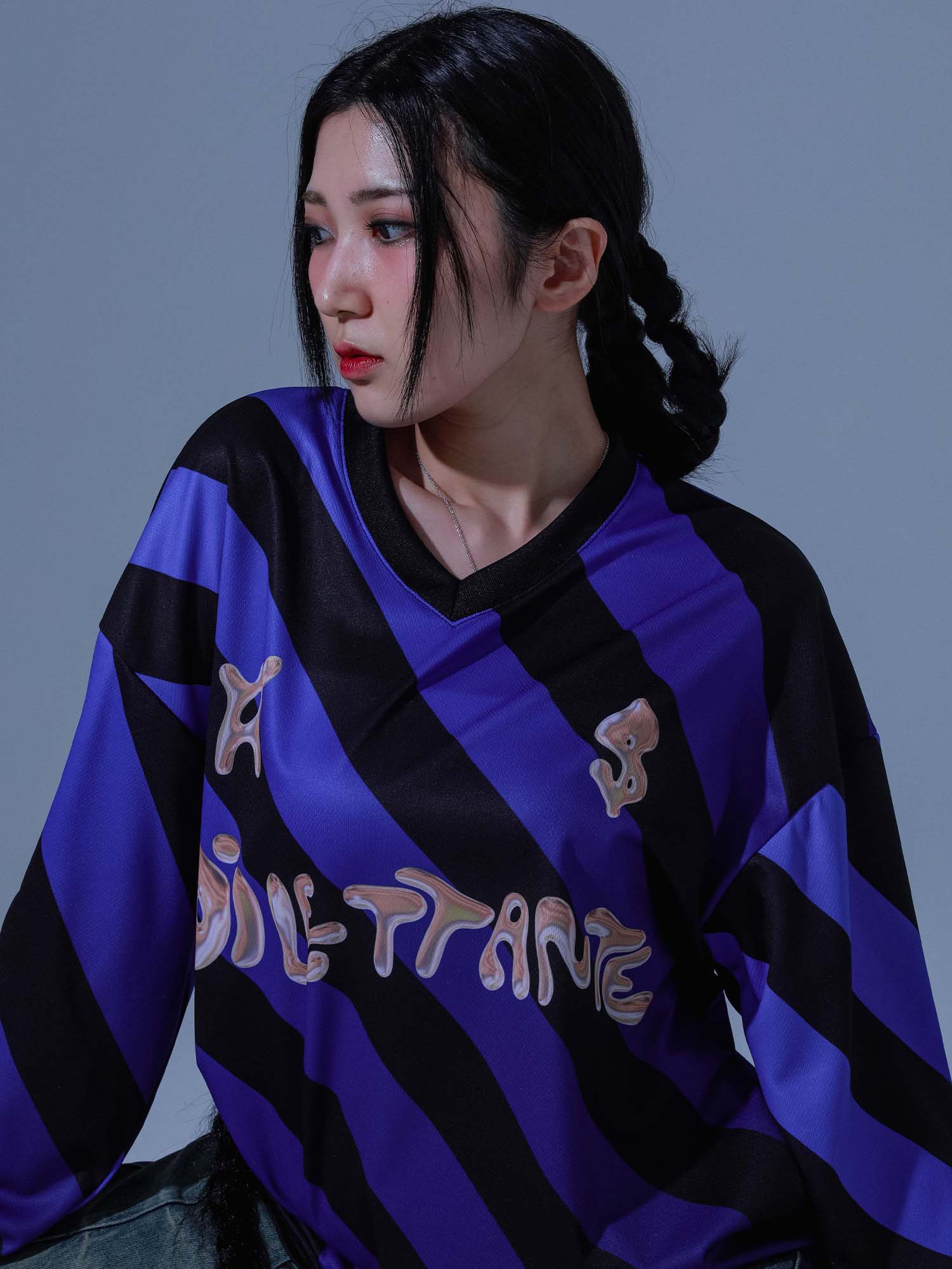 [DILETTANTISME]  Stripe Football Jersey T-Shirts 4