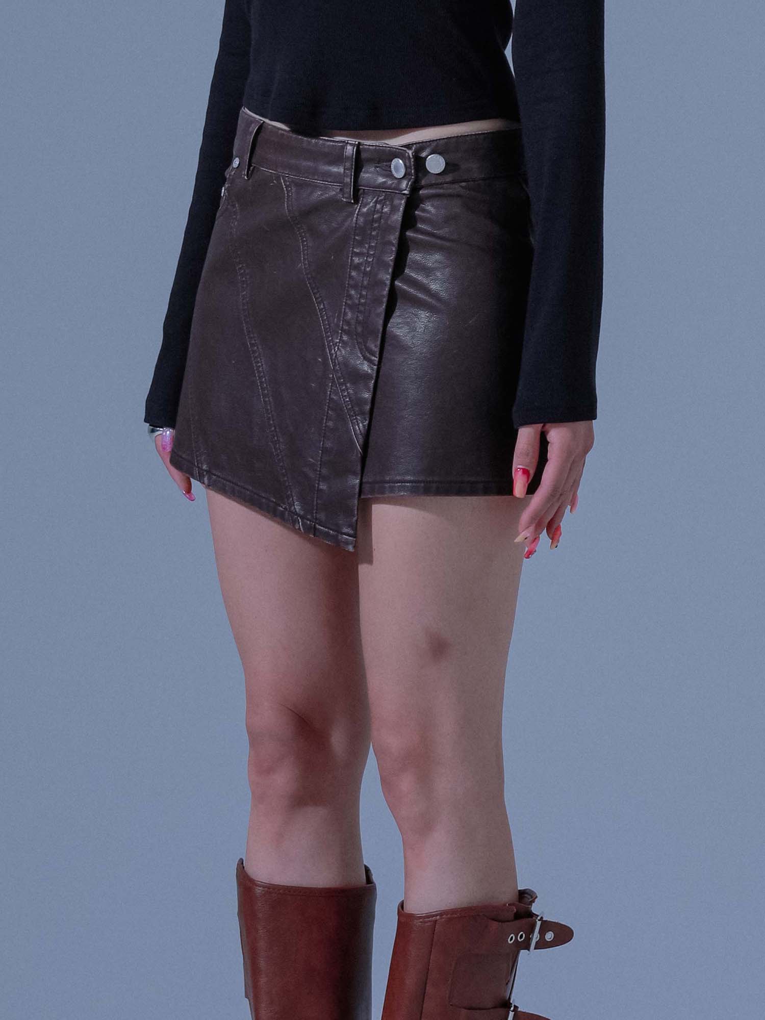 [DILETTANTISME] PIGMENT VINTAGE VEGAN LEATHER SKIRT 7