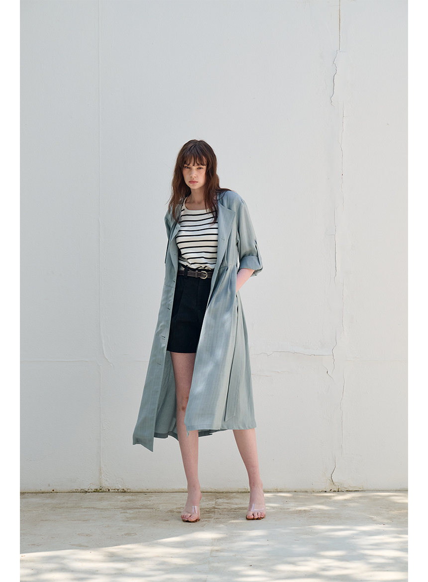 [FREAKS] Hot Summer Linen Blending High-Waisted Trench Dress 5