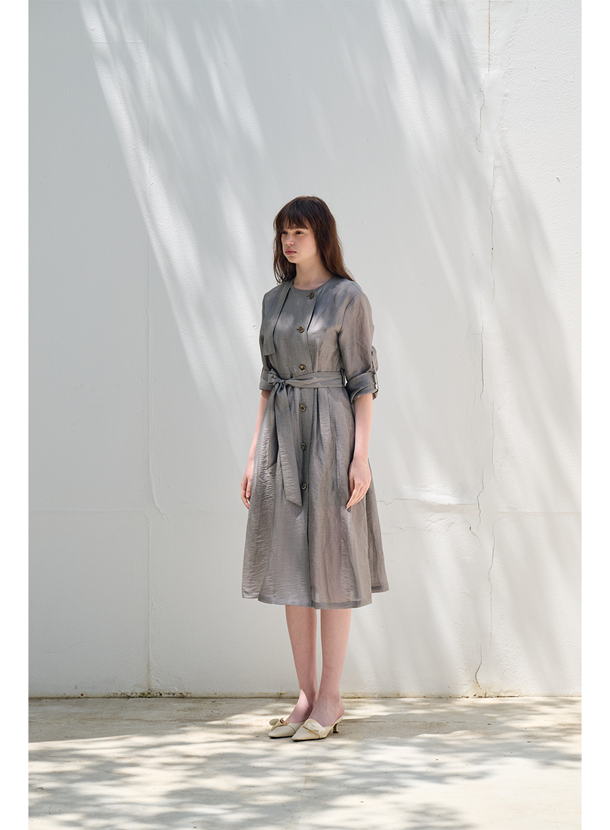 [FREAKS] Hot Summer Linen Blending High-Waisted Trench Dress 3