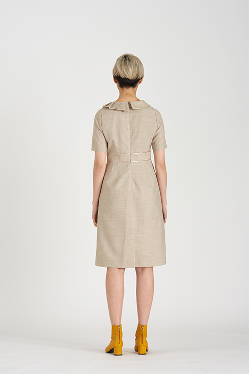 [FREAKS BY KIMTAEHOON] Asymmetrical Structural Neckline 100% Summer Wool Summer Suit Dress_Sand Beige 3
