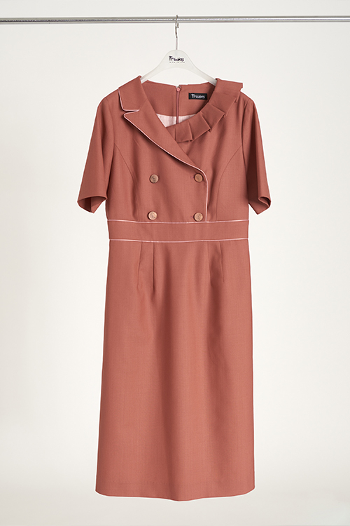 [FREAKS BY KIMTAEHOON] Asymmetrical Structural Neckline 100% Summer Wool Summer Suit Dress_Nostalgia Rose 9