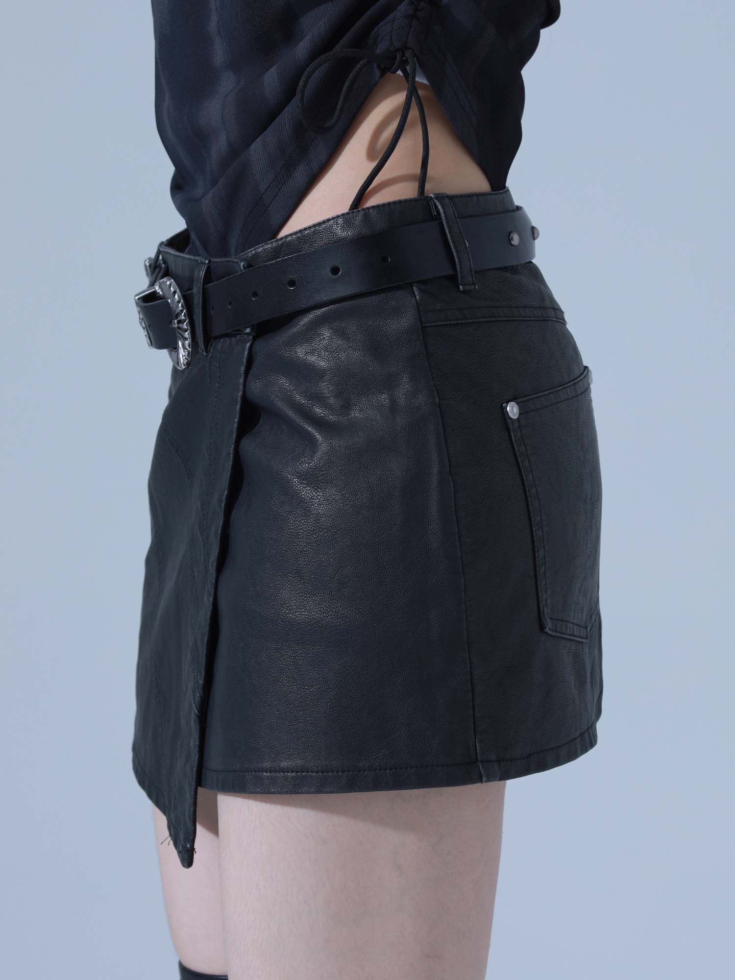 [DILETTANTISME] PIGMENT VINTAGE VEGAN LEATHER SKIRT 2