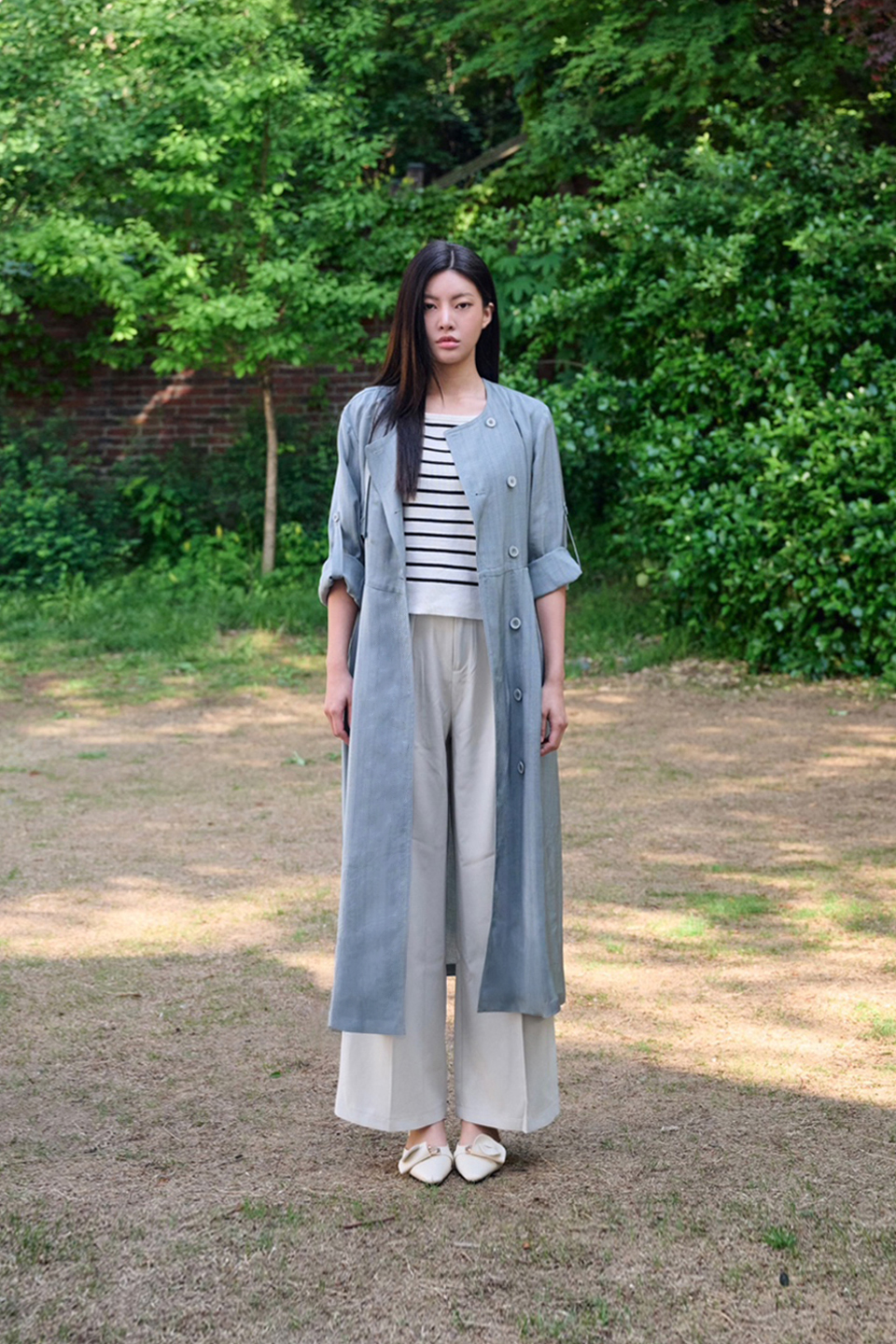 [FREAKS] Hot Summer Linen Blending High-Waisted Trench Dress 2