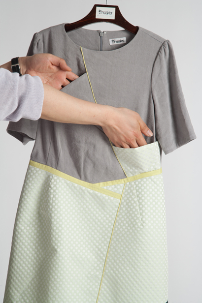 [FREAKS BY KIMTAEHOON] Feldblume A-structural Mini Dress_Yellow Green 9