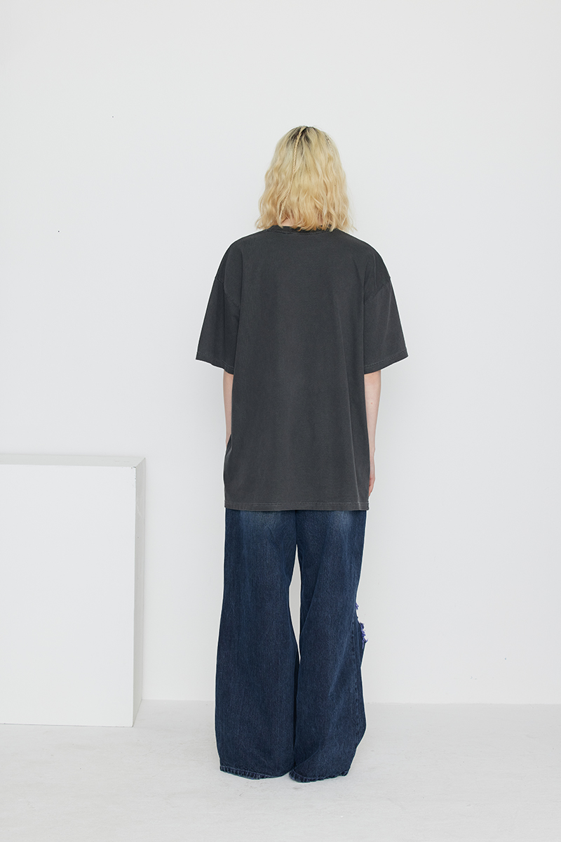 [SSERPE] DESTROYED KNEE WIDE DENIM PANTS 5