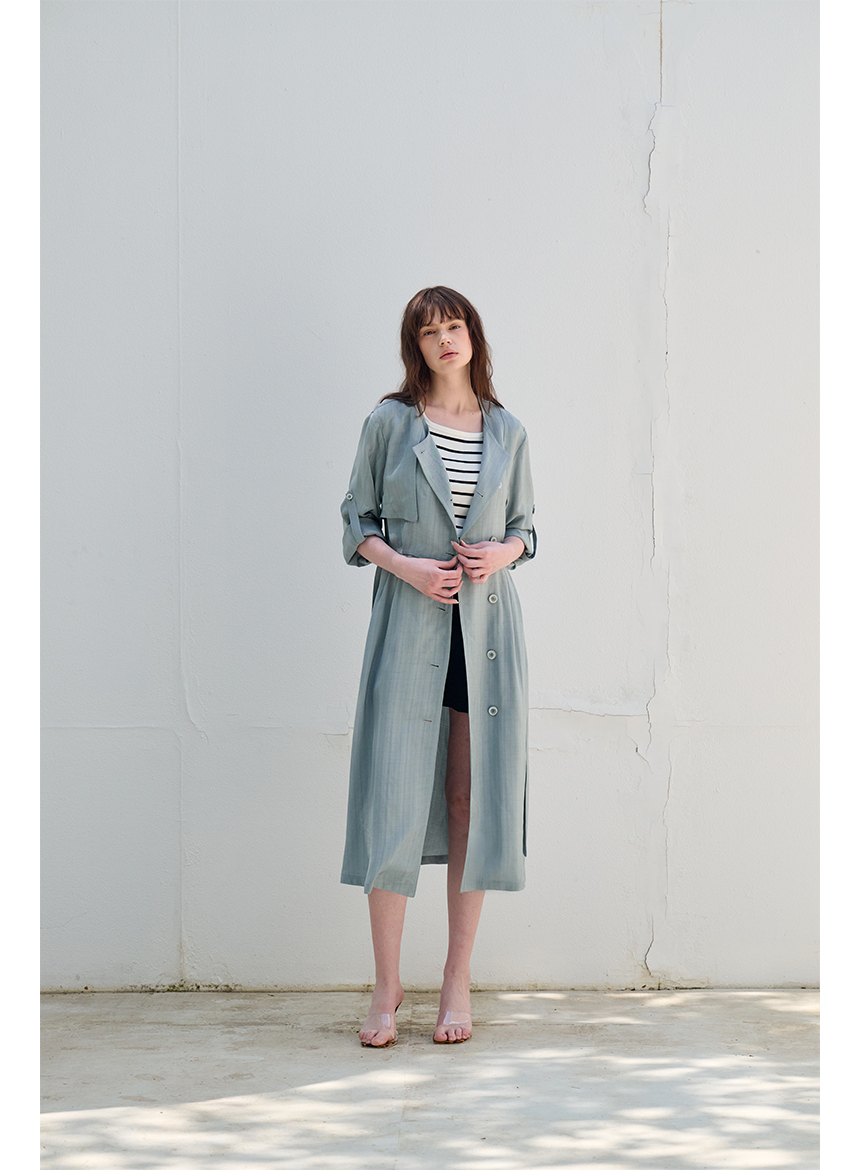 [FREAKS] Hot Summer Linen Blending High-Waisted Trench Dress 3