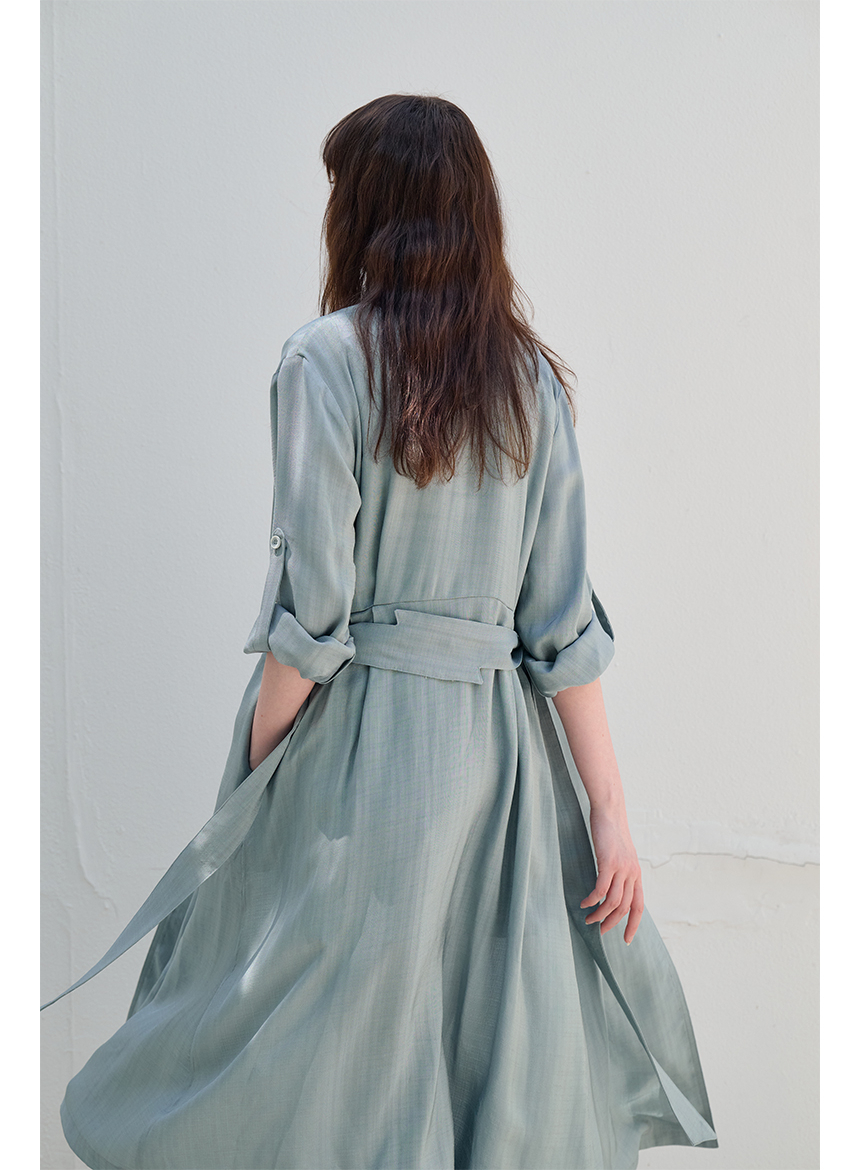 [FREAKS] Hot Summer Linen Blending High-Waisted Trench Dress 8