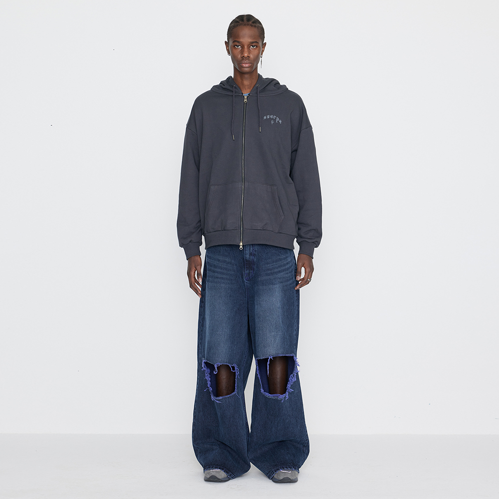 [SSERPE] DESTROYED KNEE WIDE DENIM PANTS 2