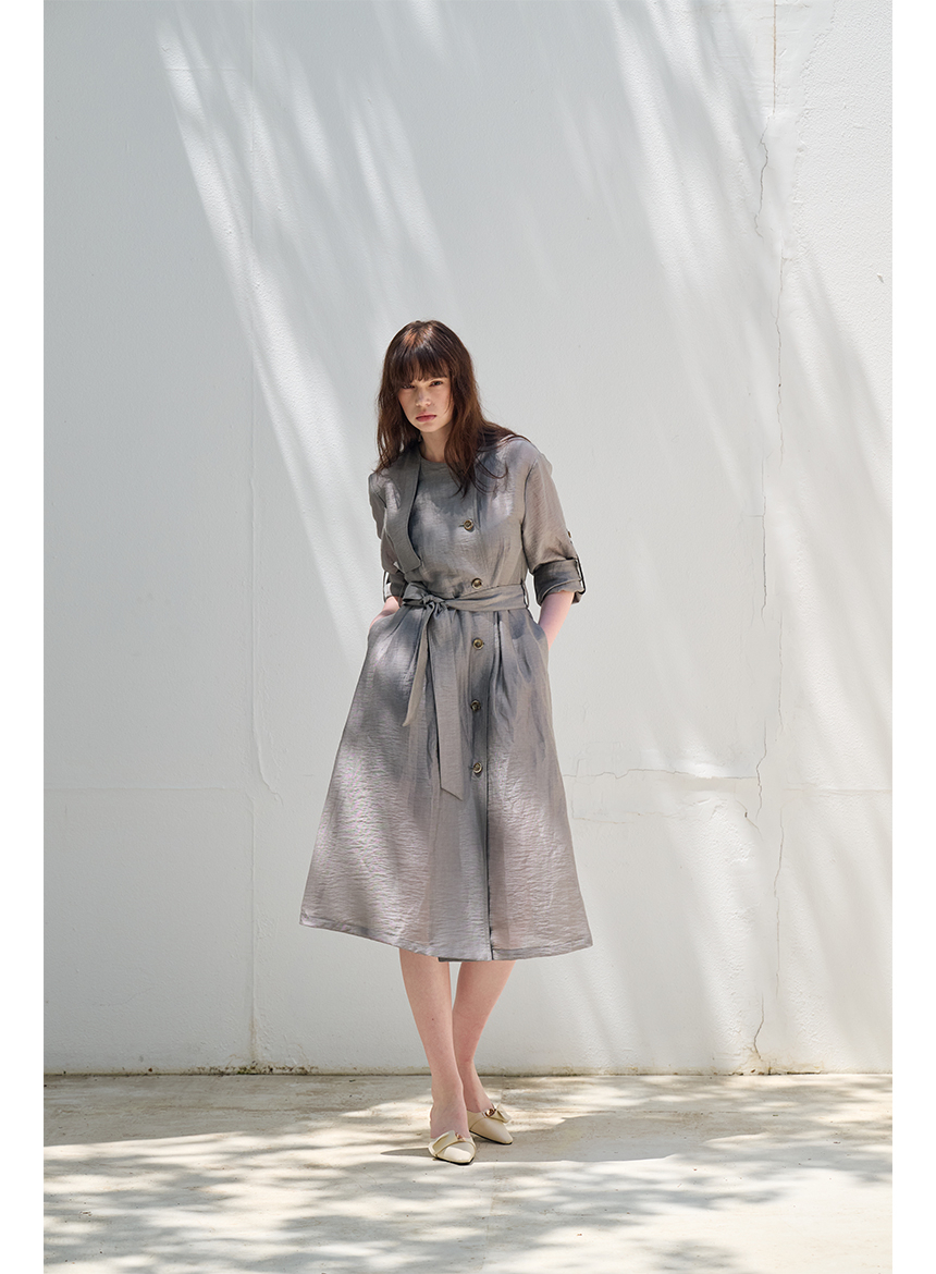 [FREAKS] Hot Summer Linen Blending High-Waisted Trench Dress 8