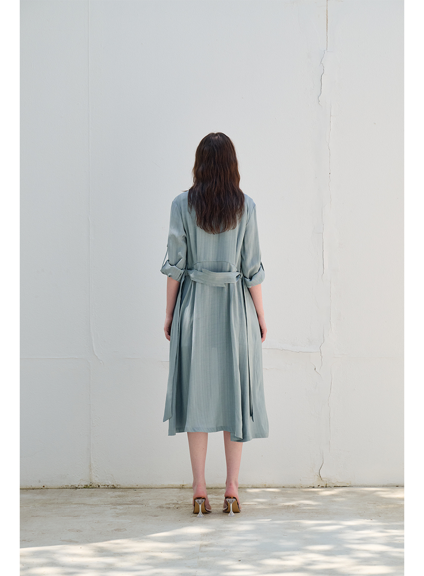 [FREAKS] Hot Summer Linen Blending High-Waisted Trench Dress 6