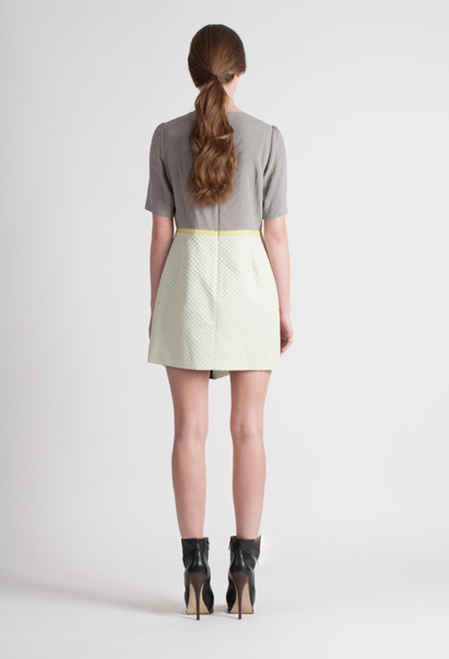 [FREAKS BY KIMTAEHOON] Feldblume A-structural Mini Dress_Yellow Green 4