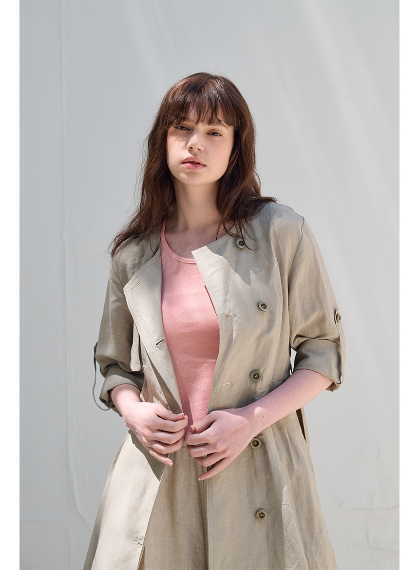 [FREAKS BY KIMTAEHOON] Hot Summer Linen Blending High-Waisted Trench Dress_EUCALYPTUS 8