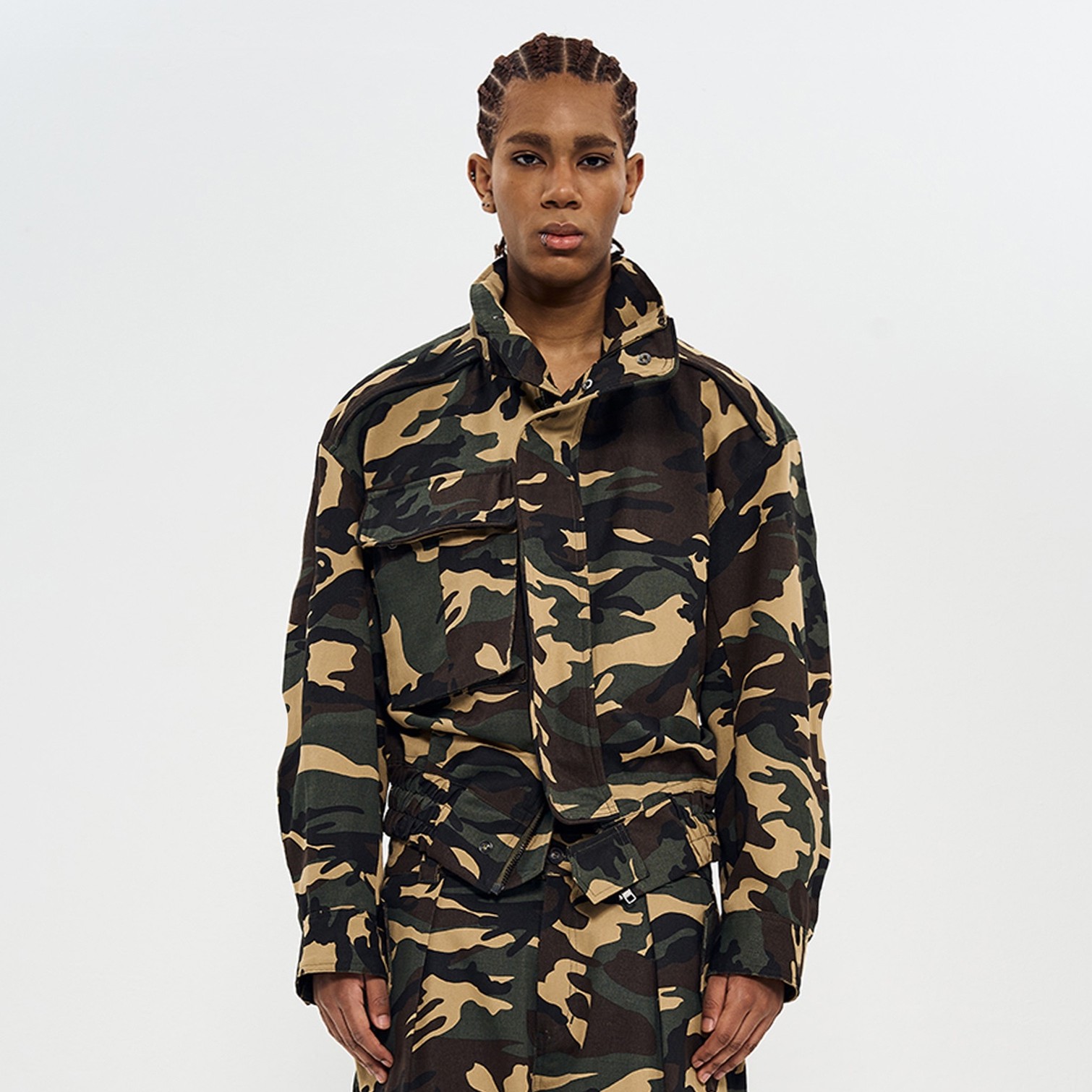 SET-UP CROPPED MILITARY JACKET-CAMO 3