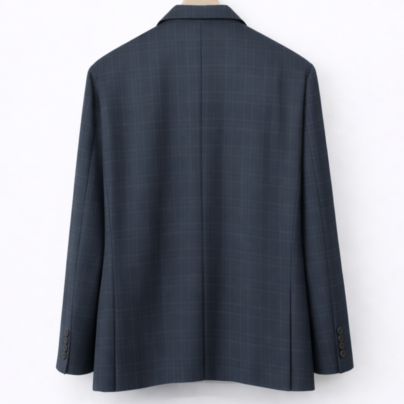 Relaxed Fit Check Blazer-NAVY 3