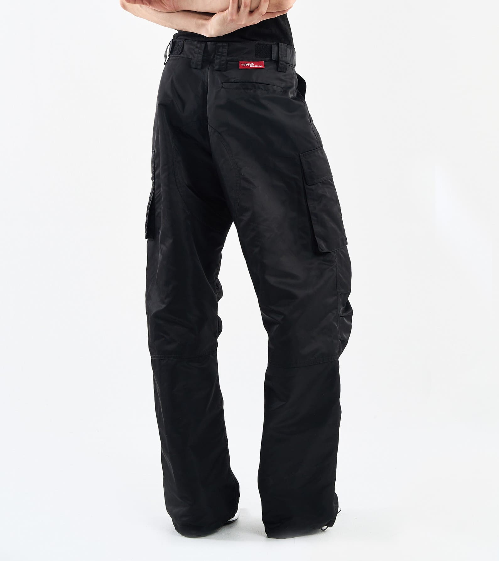 WOVEN POCKET CARGO PANTS-BLACK 2