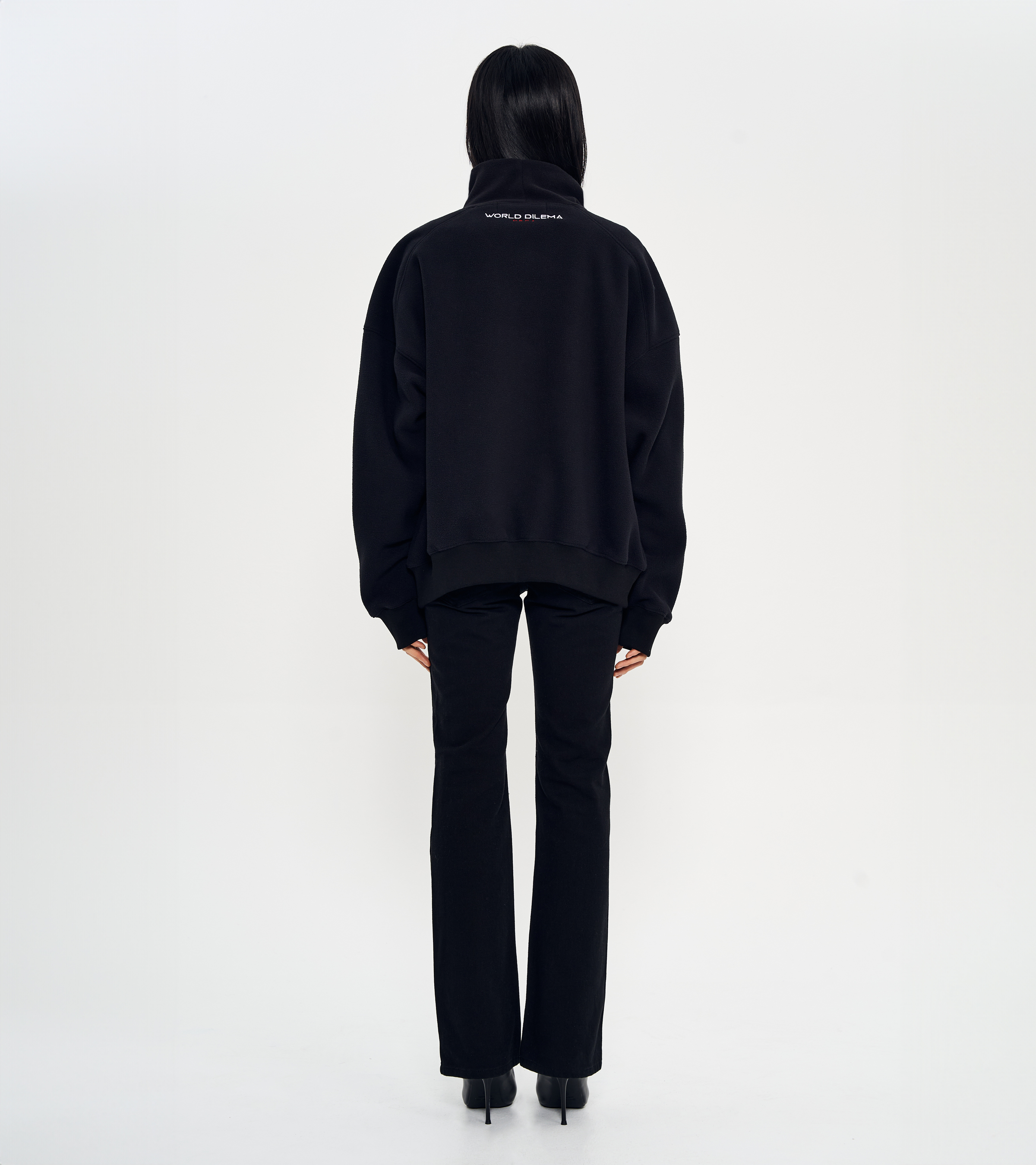 GENDERFLUID EARL PRINTING HIGH NECK FLEECE SWEATSHIRTS-BLACK 5