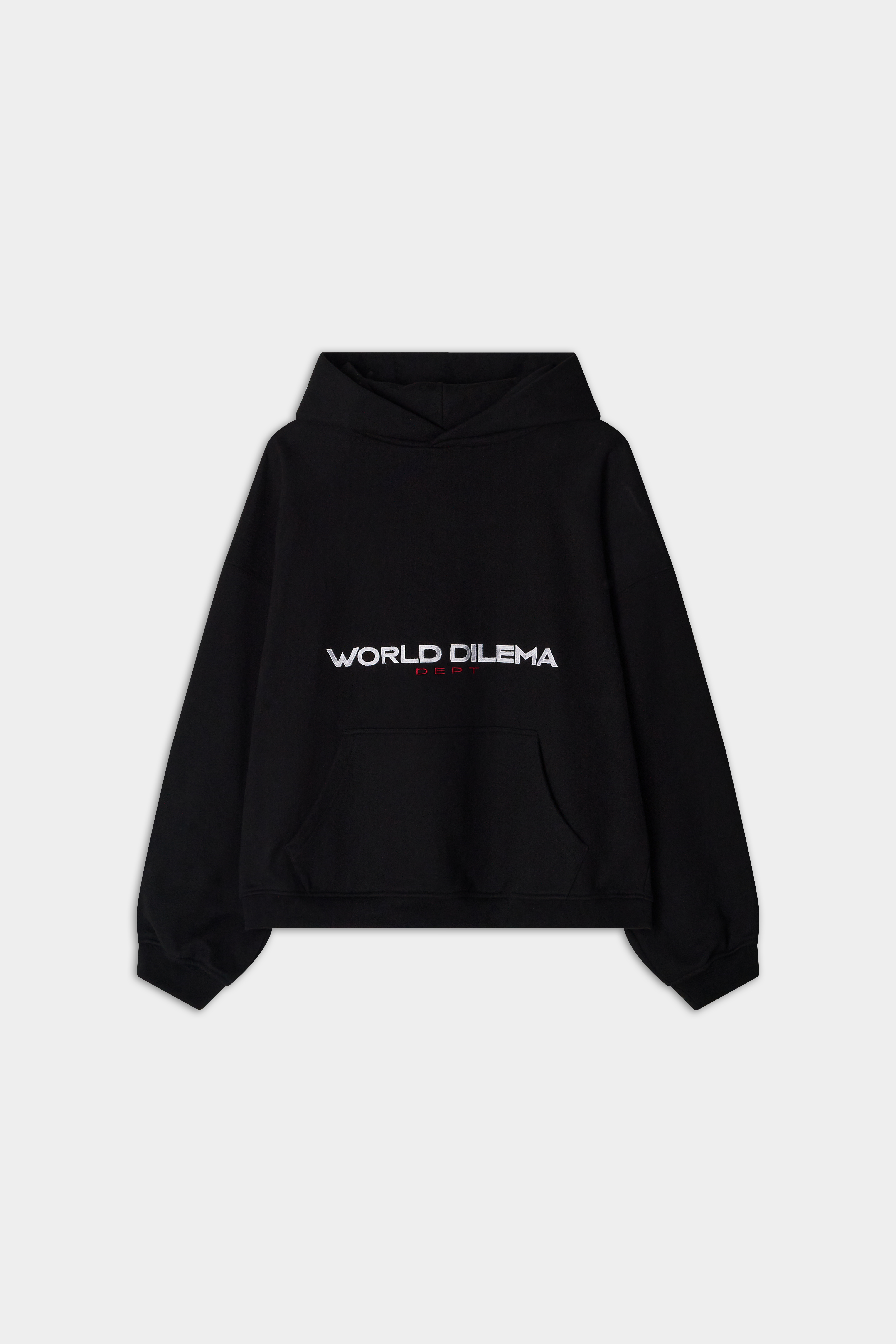 WORLD DILEMA' EMBROIDERY HOOD-BLACK 7