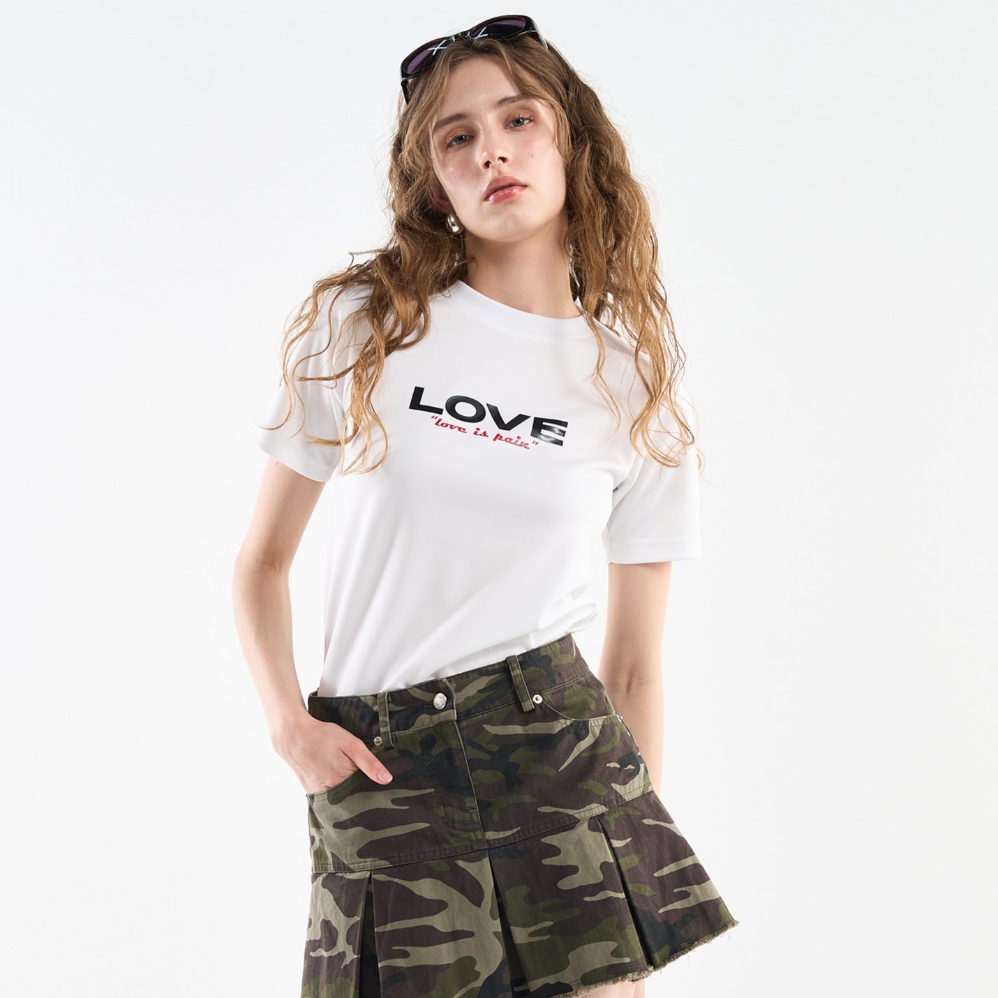LOVE' PRINTING Shrunken Fit T-SHIRTS-WHITE 4