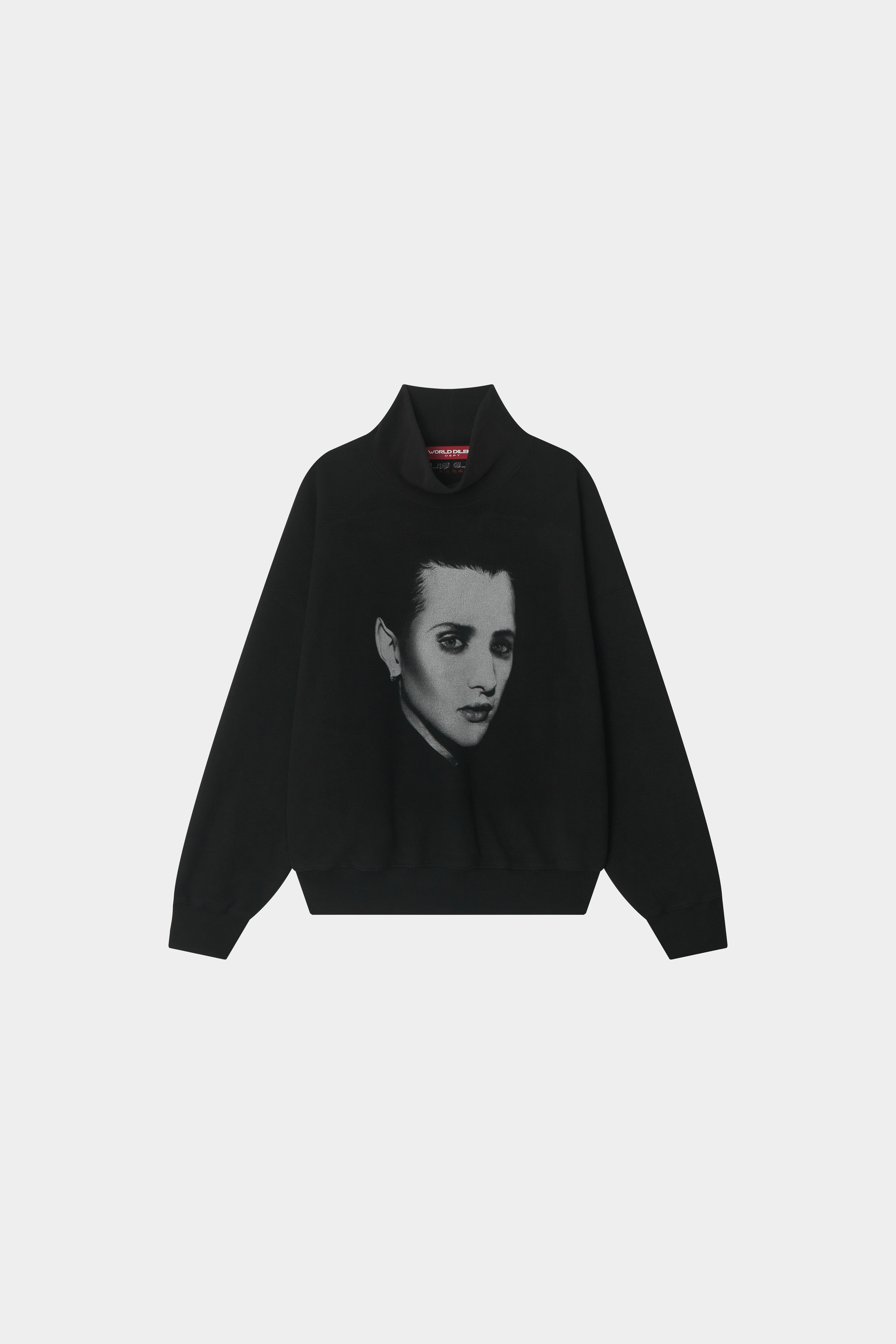 GENDERFLUID EARL PRINTING HIGH NECK FLEECE SWEATSHIRTS-BLACK 6