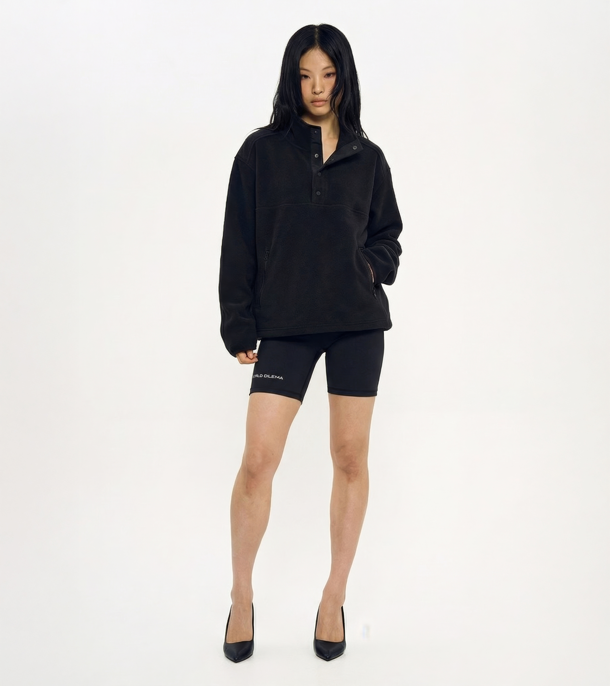 UNISEX HALF NECK FLEECE-BLACK 5