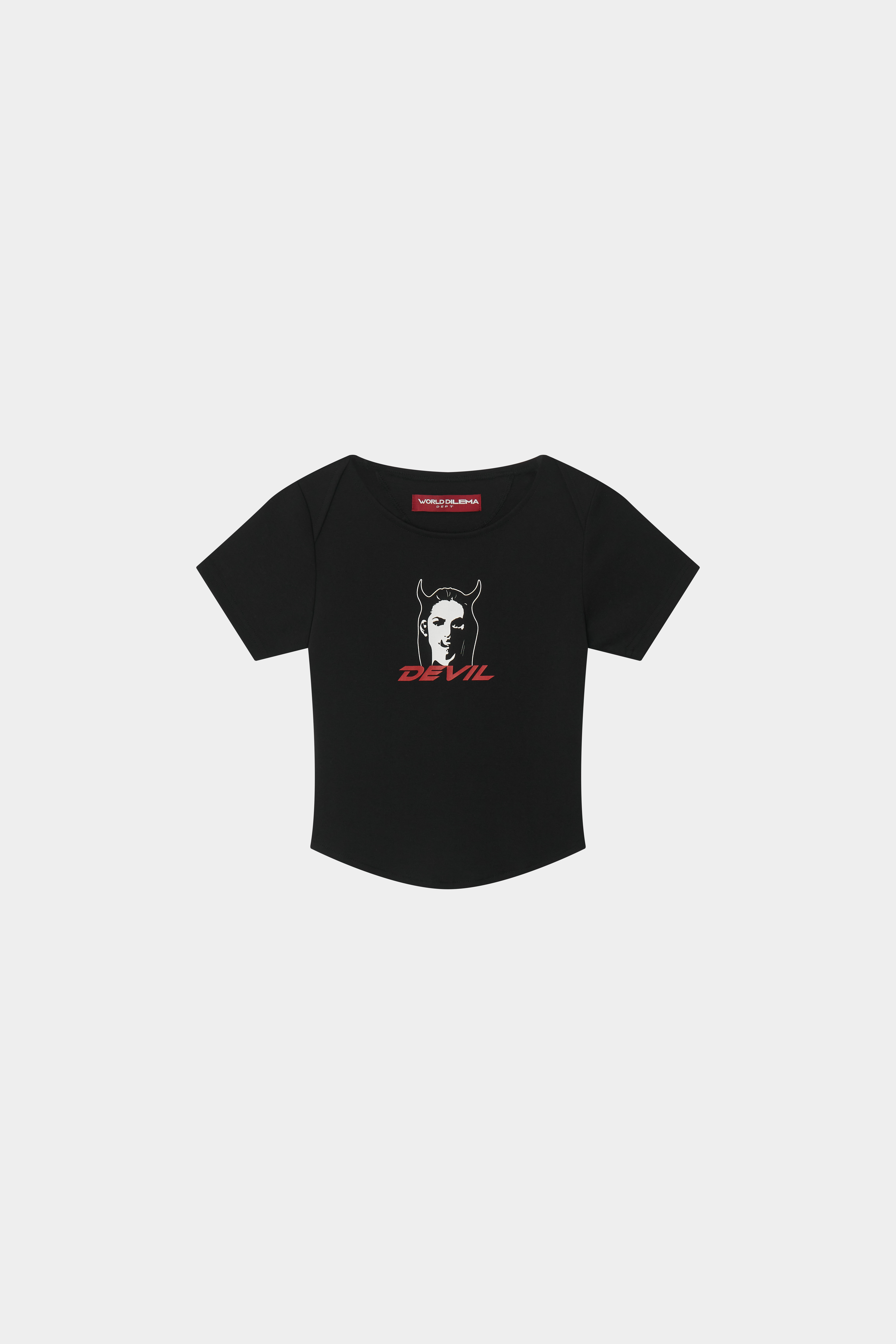 Devil' PRINTING TIGHT HALF T-SHIRTS-BLACK 7
