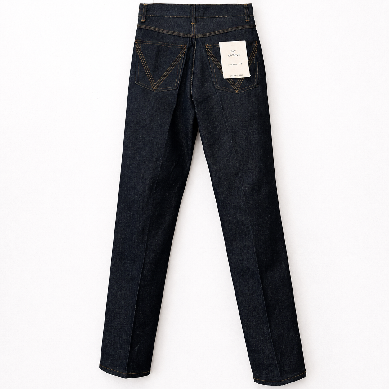 V-Pocket Raw Denim Pants-INDIGO BLUE 3