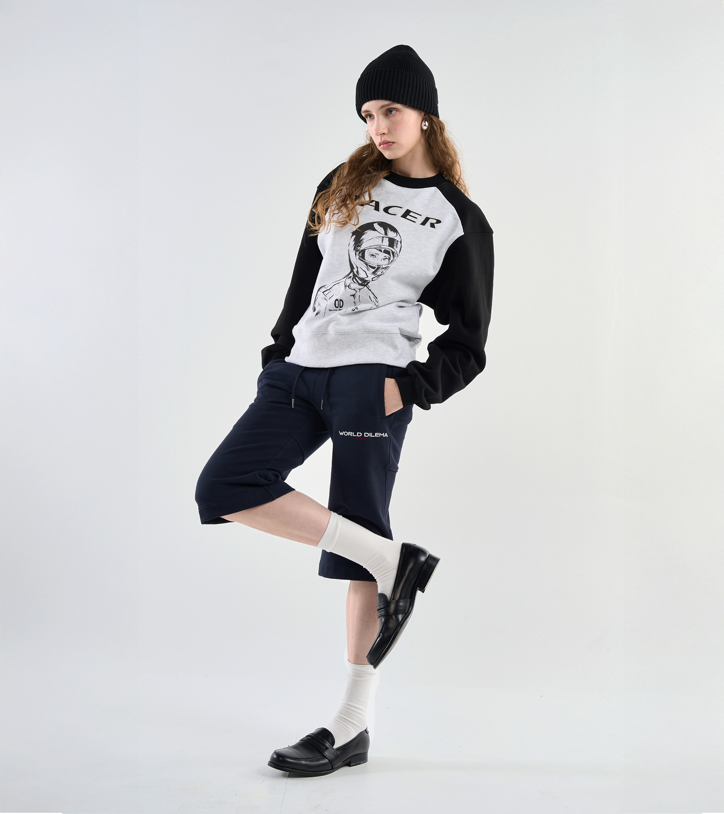 BOOT-CUT JERSEY HALF PANTS-NAVY 3