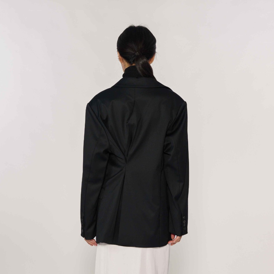 Oversized One-Button Jacket-BLACK 3
