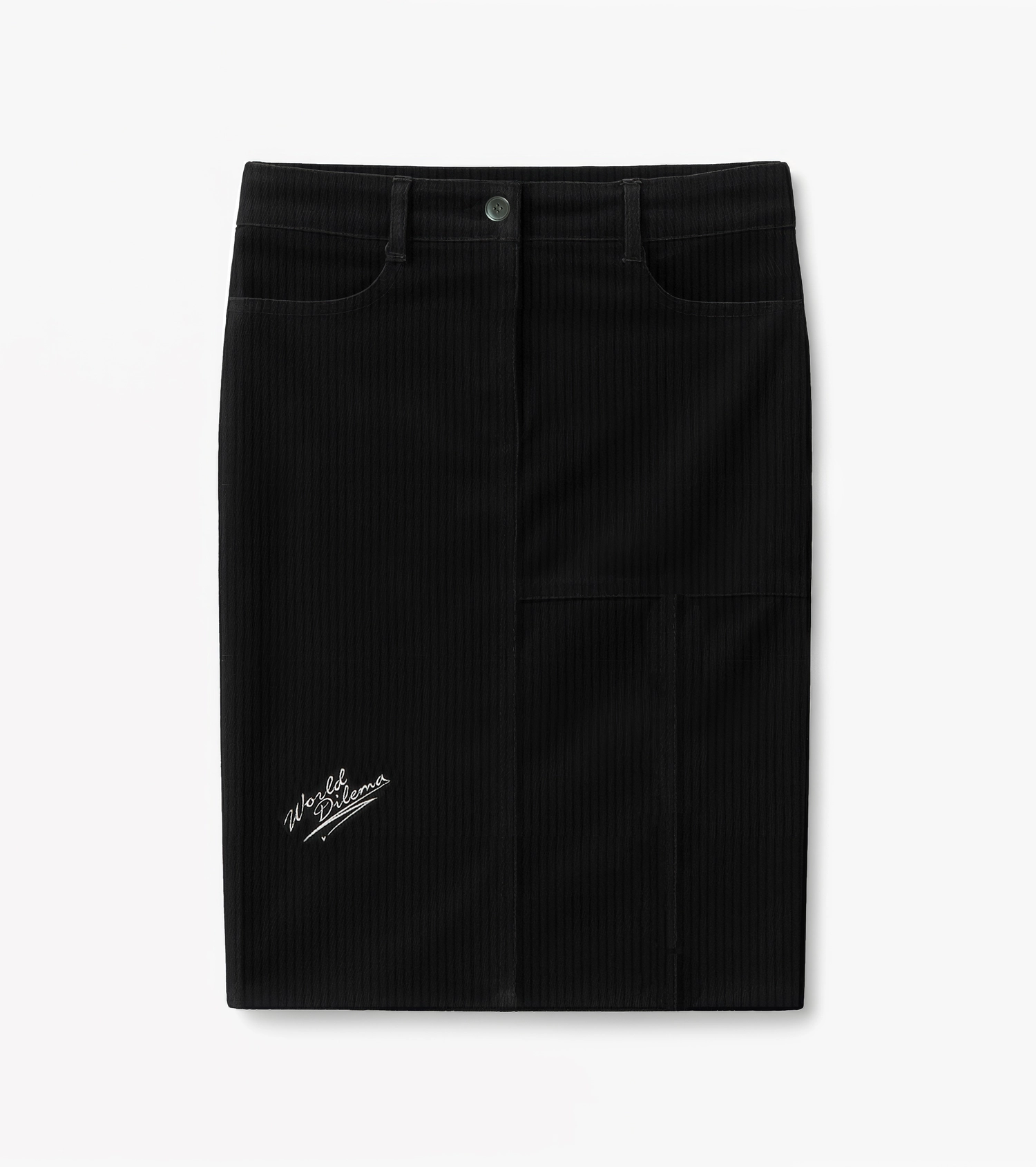 SLIT CORDUROY PENCIL SKIRTS-BLACK 3