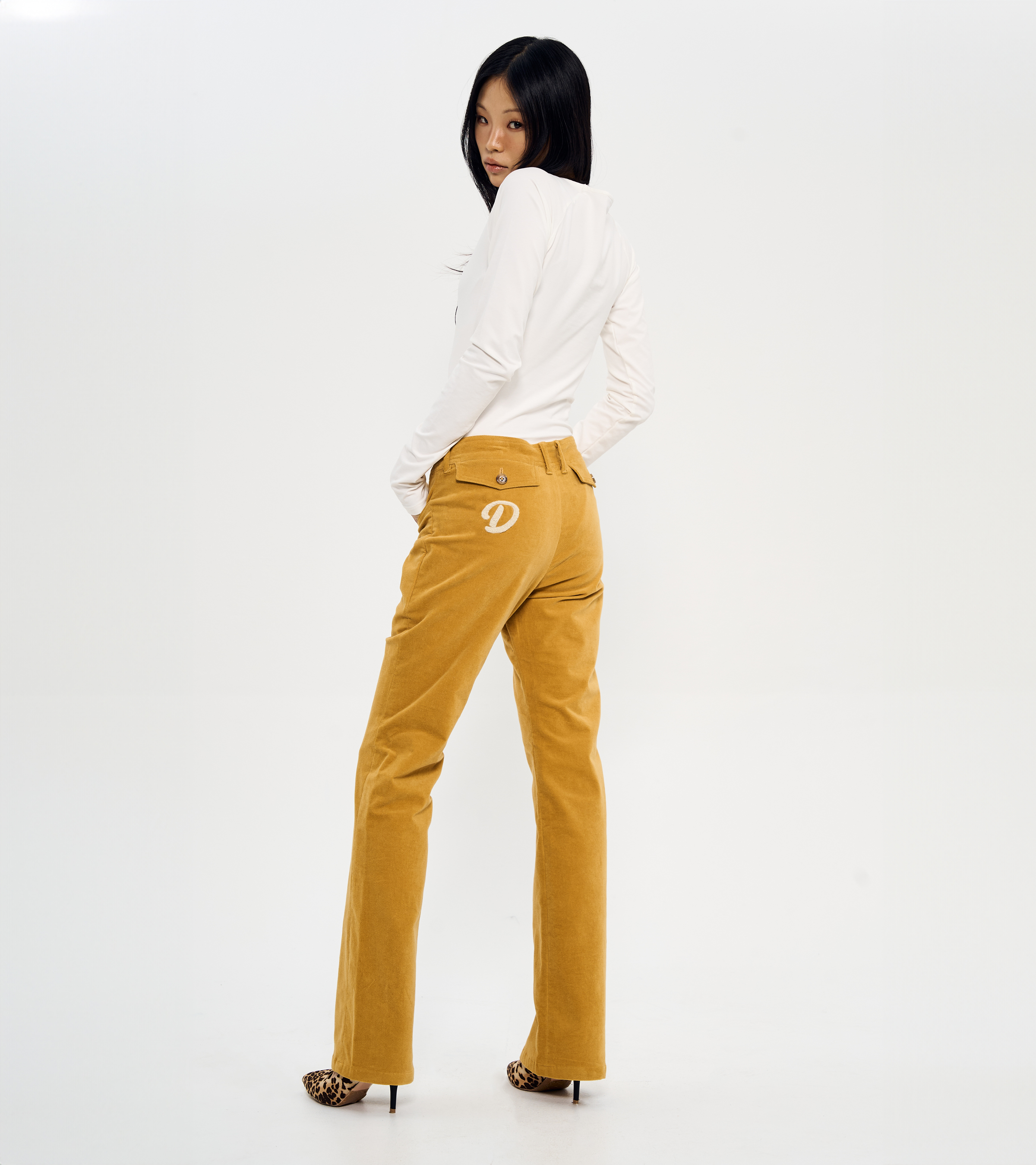 BOUCLE EMBROIDERY BOOTS-CUT PANTS-VELVET GOLD 5