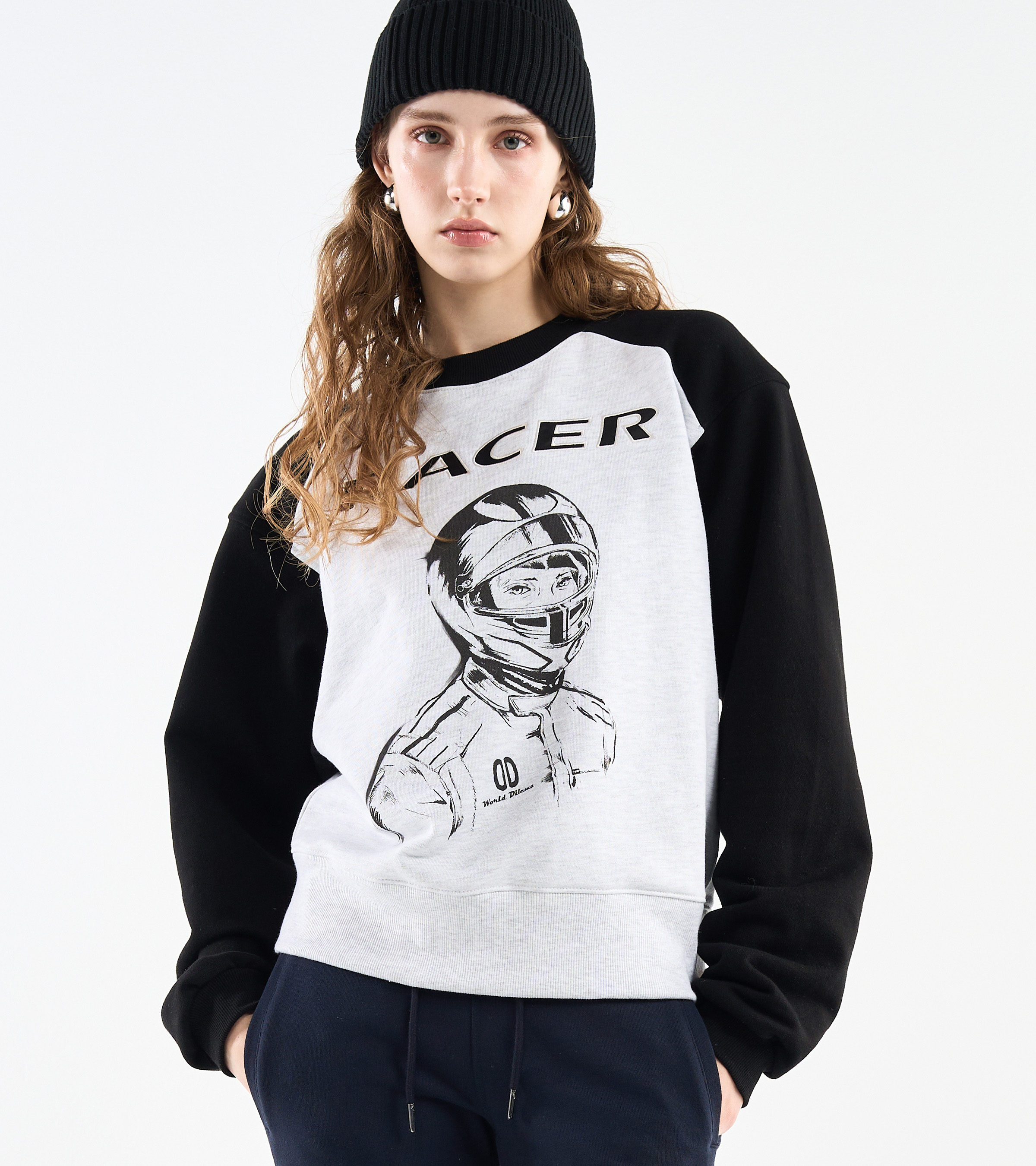 RACER' Rugby Fit SWEATSHIRT-BLACK&GREY 3