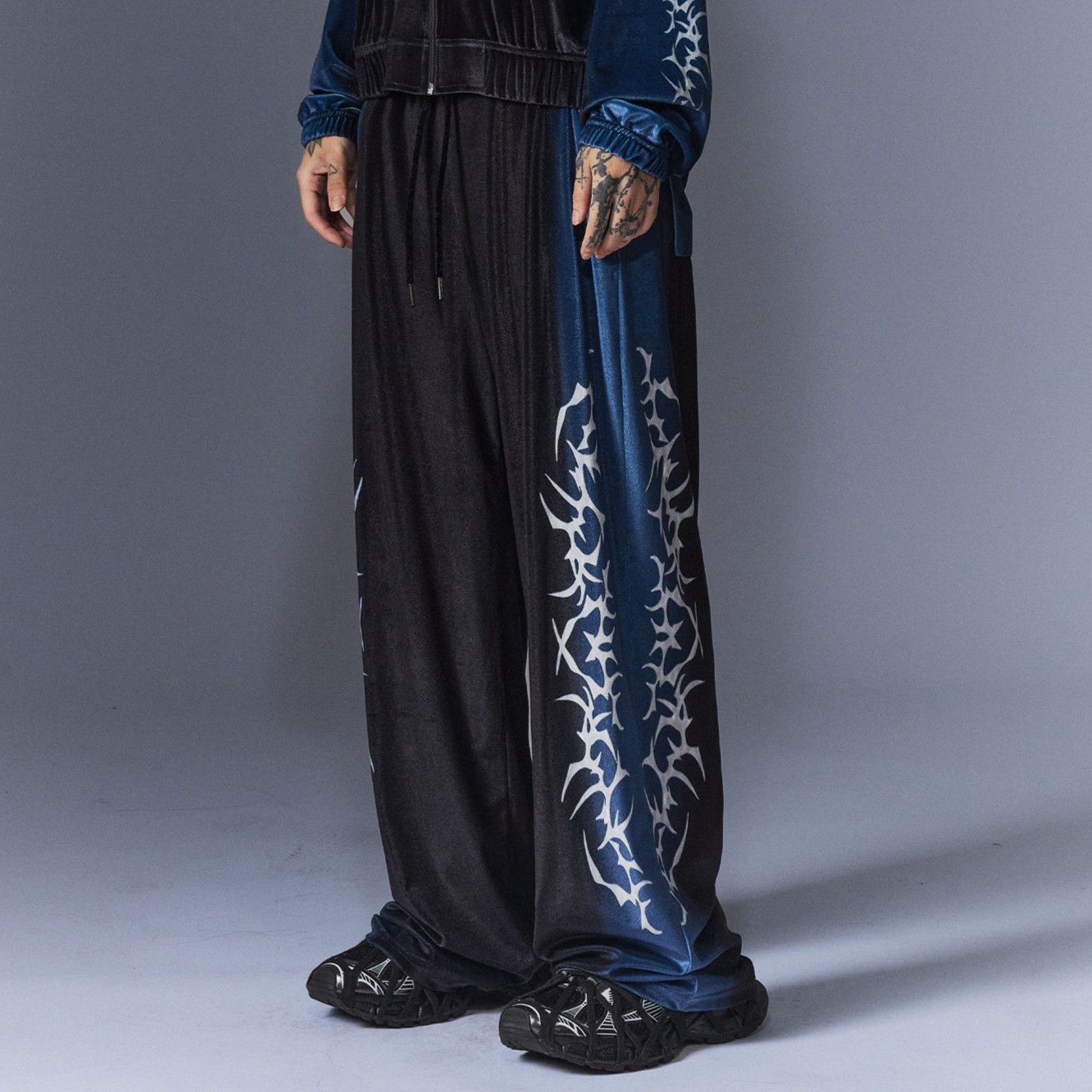 Tribal Velvet Pants-BLACK 2