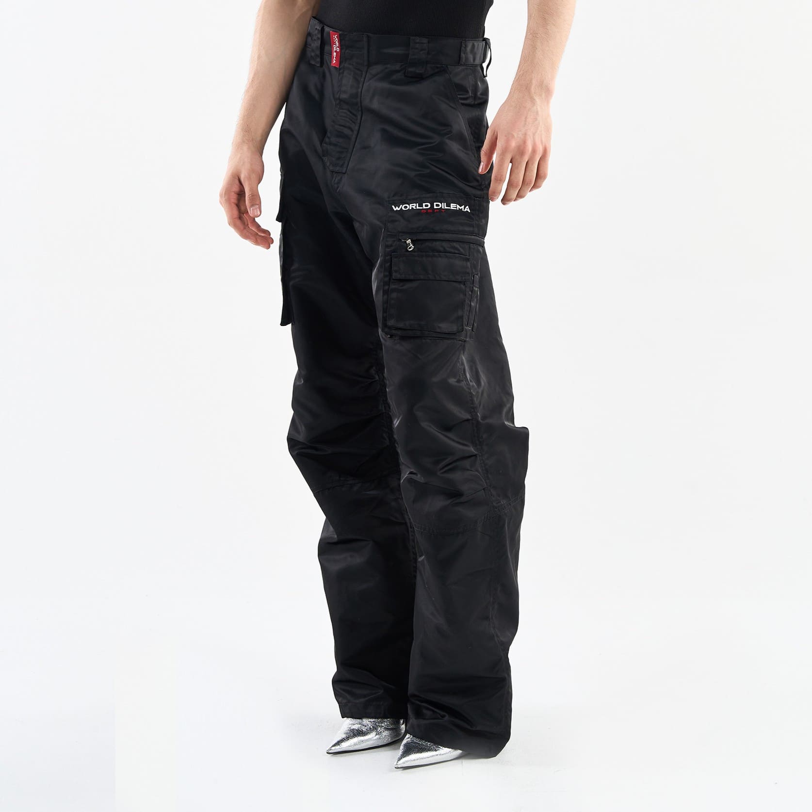 WOVEN POCKET CARGO PANTS-BLACK 4