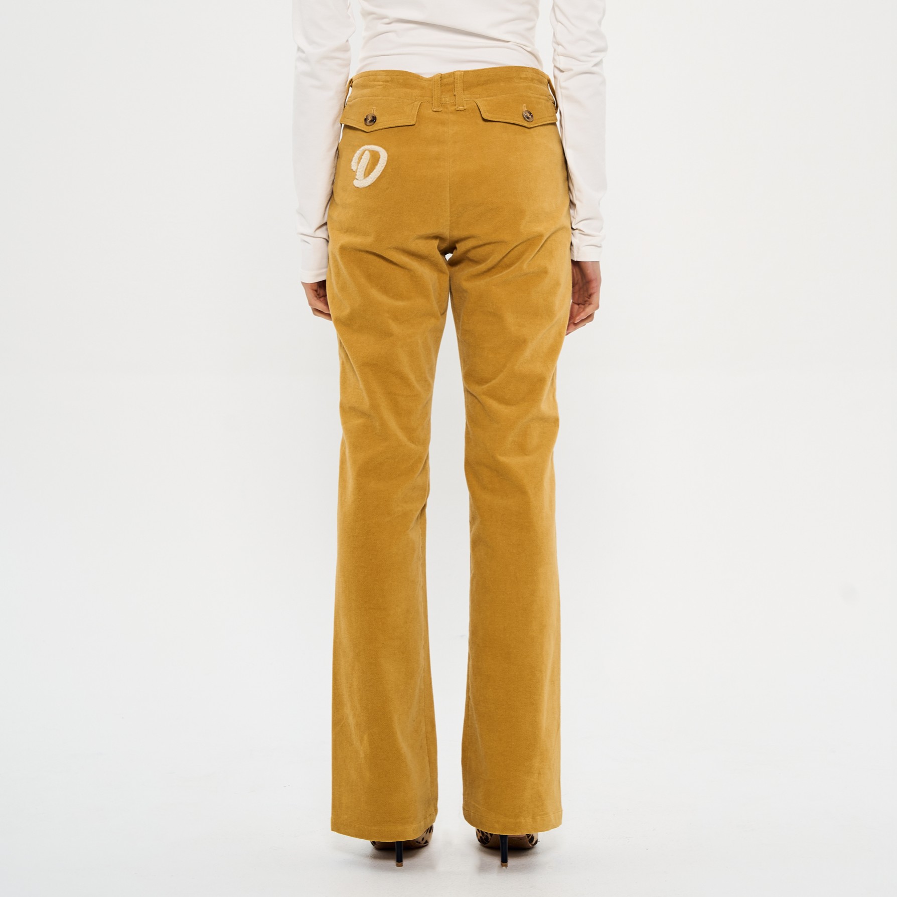 BOUCLE EMBROIDERY BOOTS-CUT PANTS-VELVET GOLD 3