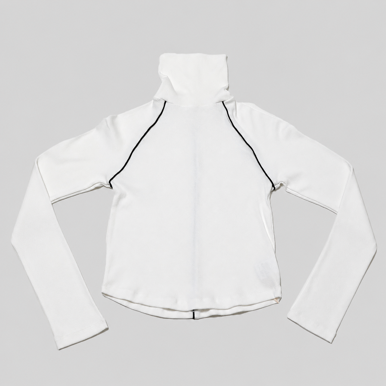 Piping Turtleneck T-shirts-WHITE 3