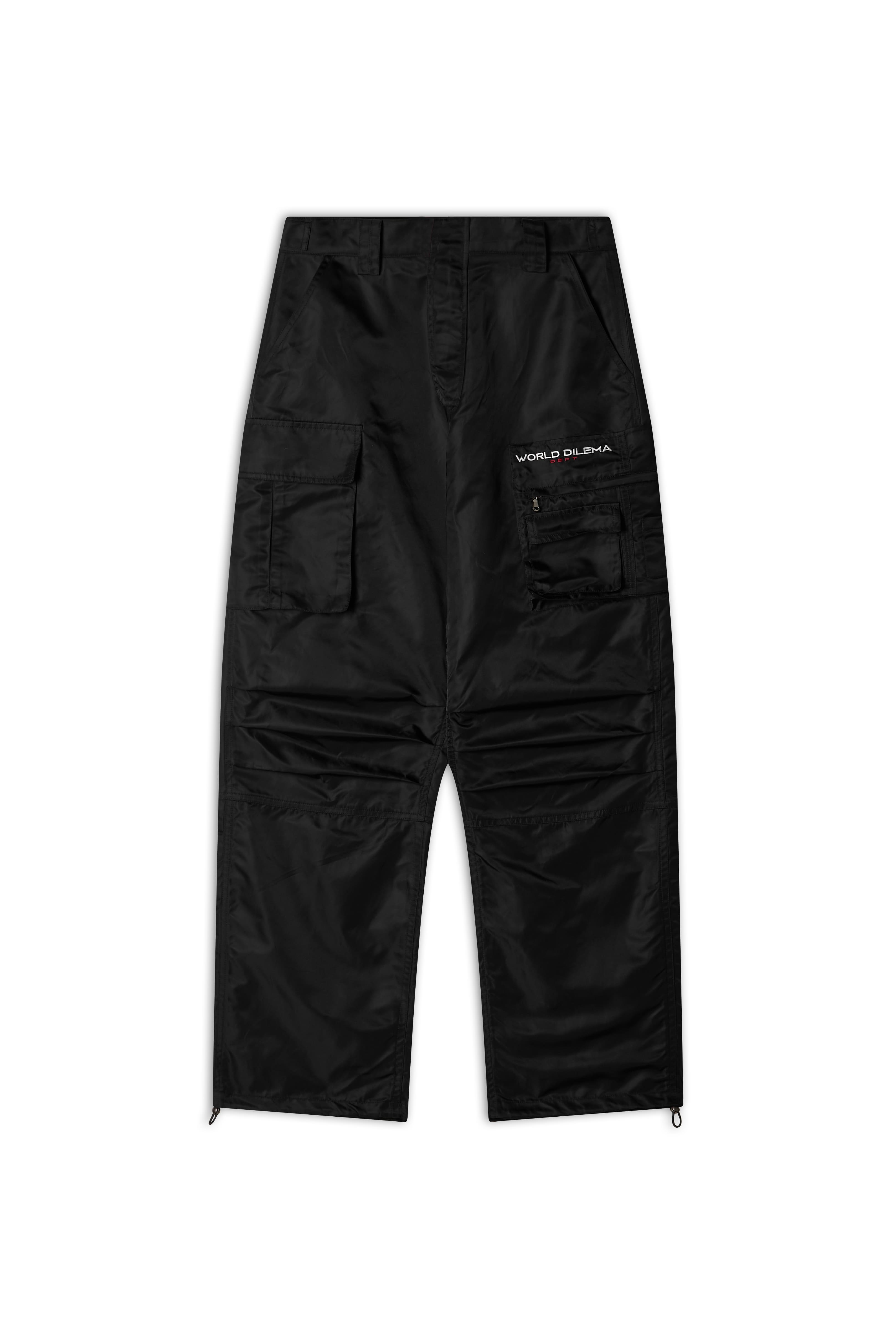WOVEN POCKET CARGO PANTS-BLACK 6