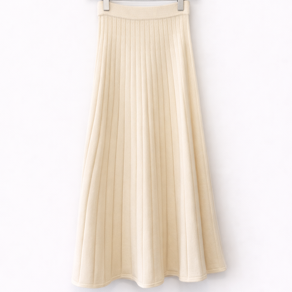 Ribbed Knit Skirt-IVORY 3
