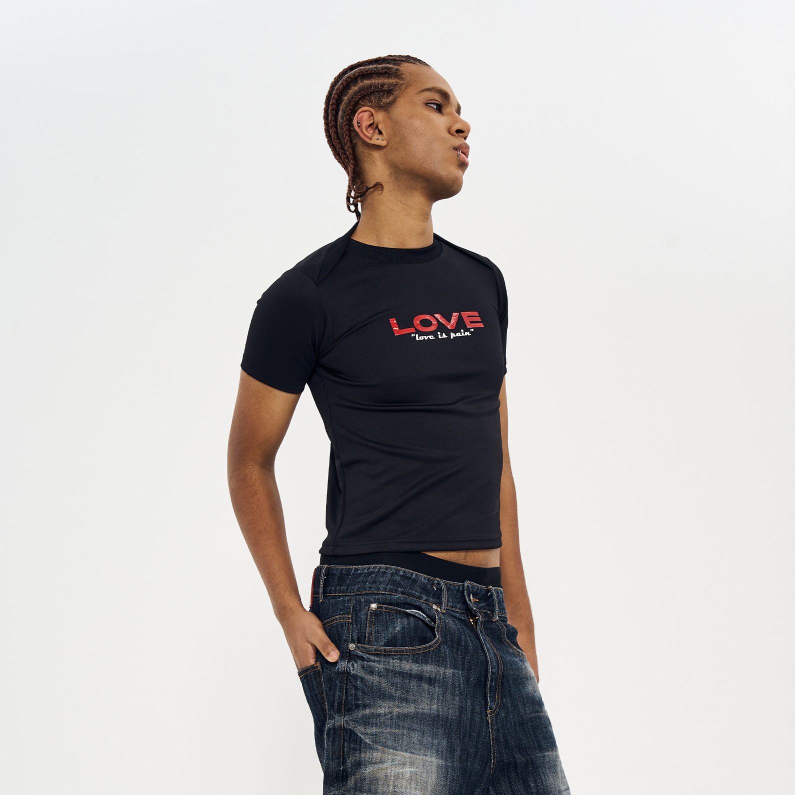 LOVE' PRINTING Shrunken Fit T-SHIRTS-BLACK 4