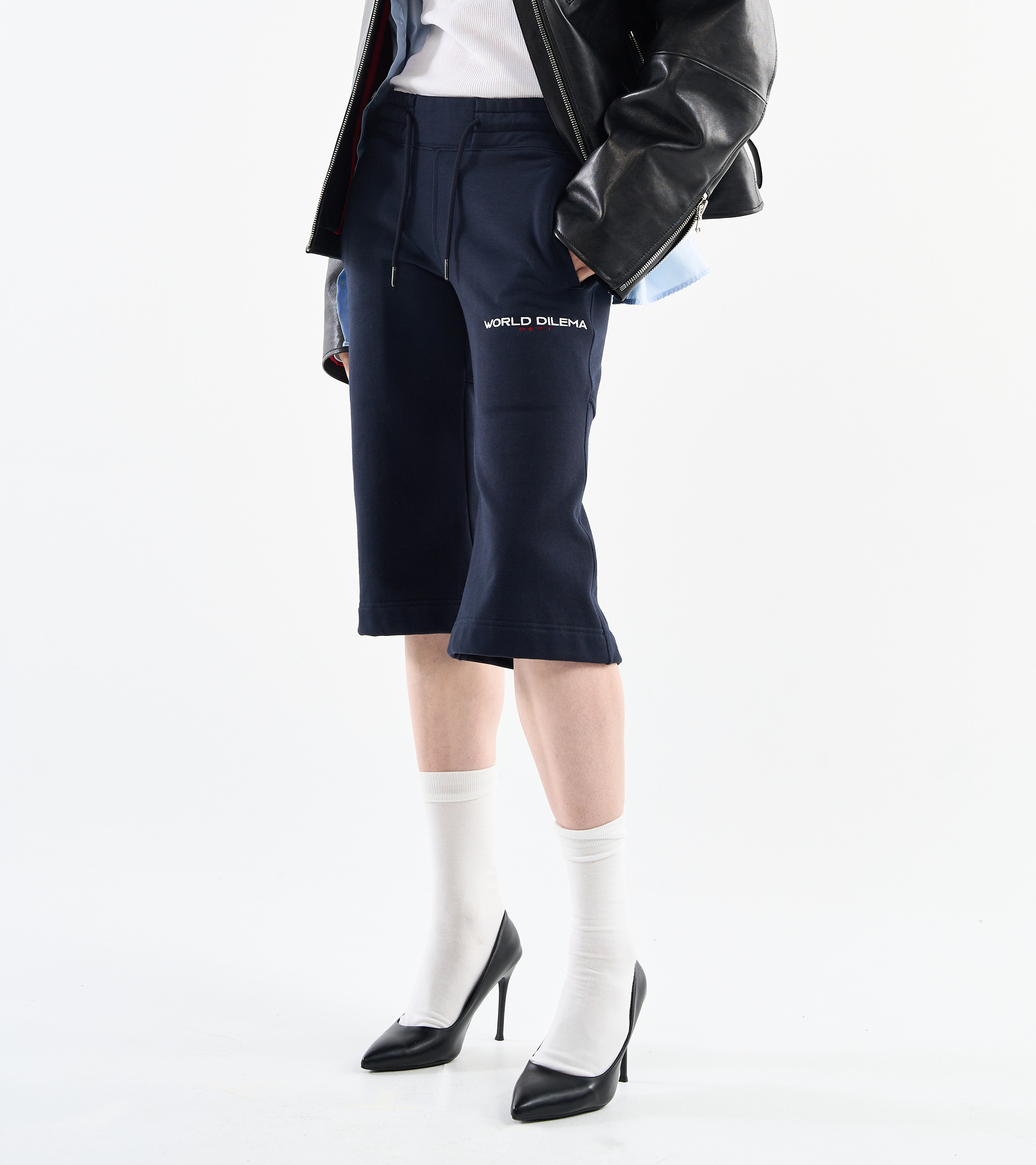 BOOT-CUT JERSEY HALF PANTS-NAVY 2