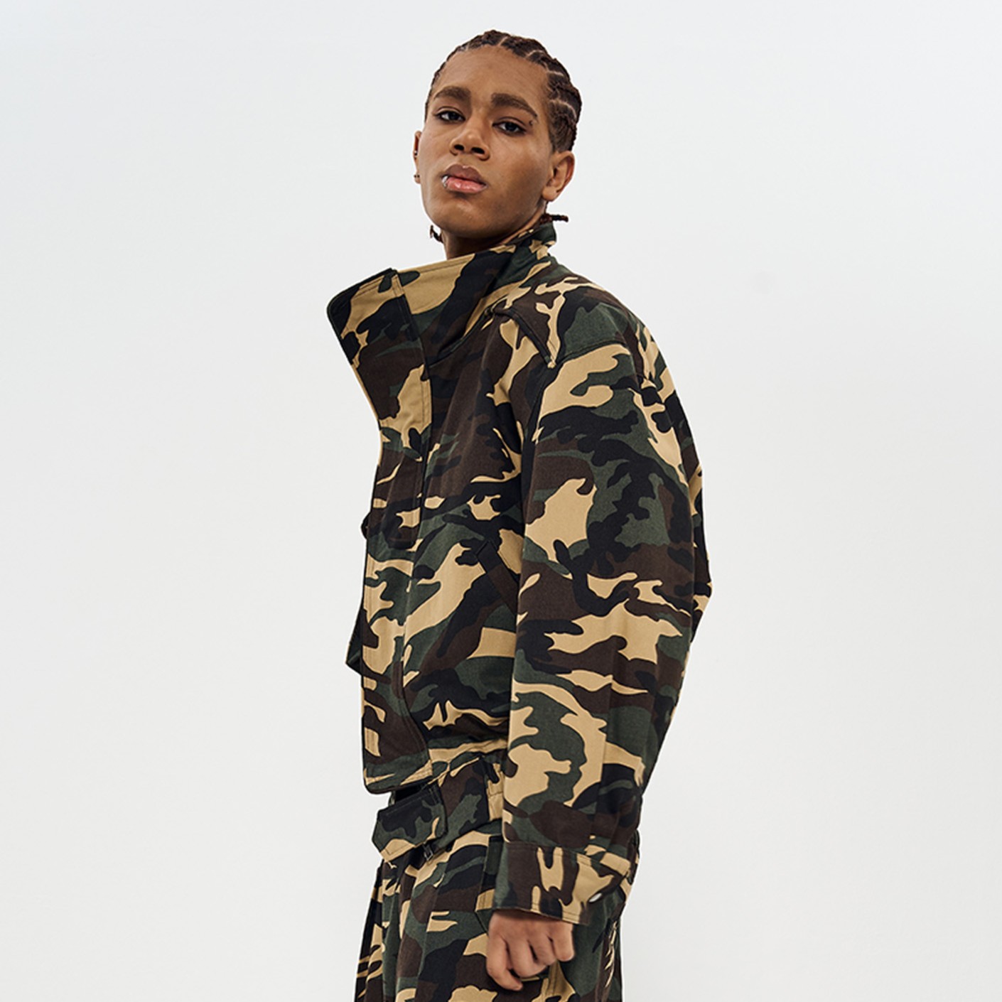 SET-UP CROPPED MILITARY JACKET-CAMO 2