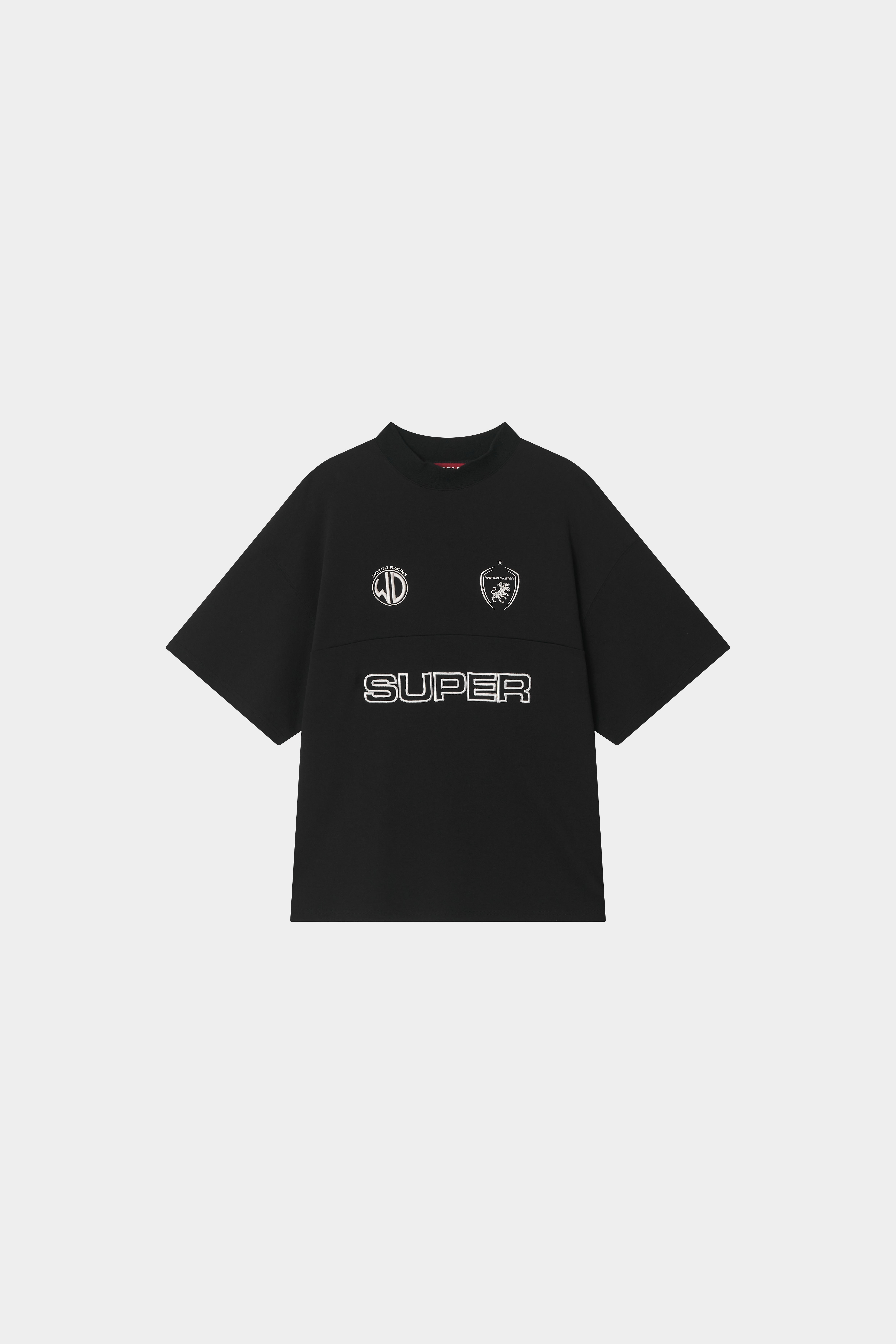 MOCK NECK EMBLEM HALF T-SHIRTS-BLACK 7