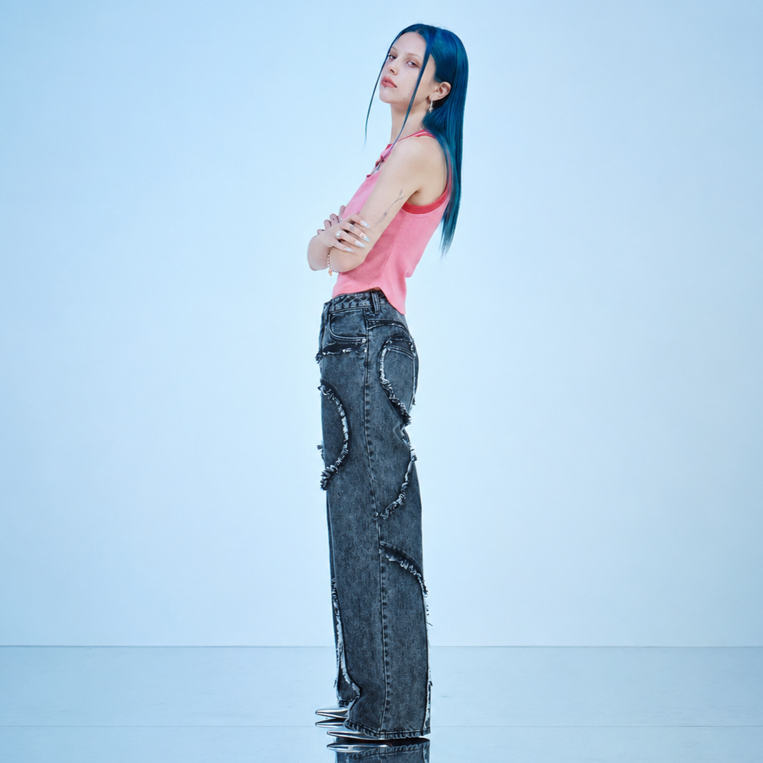 HEART ICE WASHING JEANS-GRAY 2
