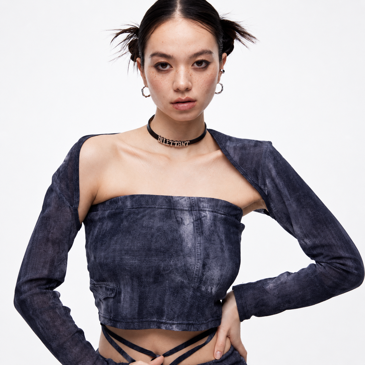 Denim Mesh Top-BLK 2